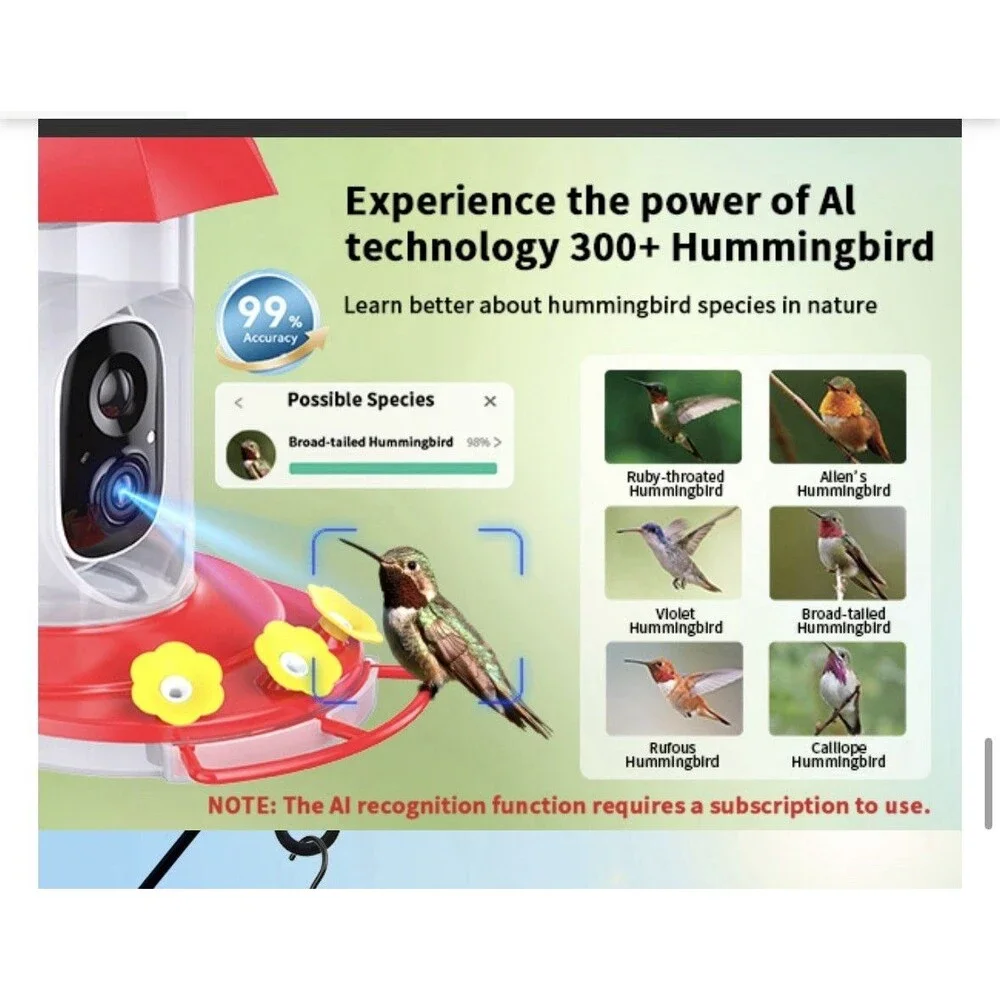 HARYMOR G10 Smart Hummingbird Feeder with Camera Solar Powered, AI Identify